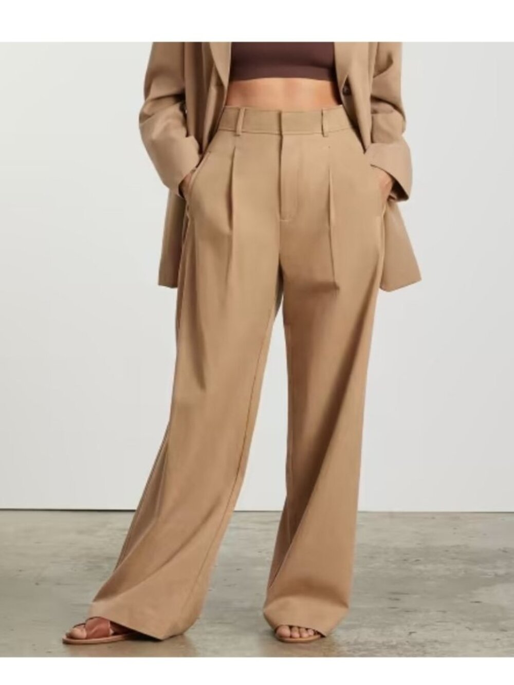 Everlane The Way High Drape Pant High Rise Wide Leg Ash Brown 6 Short